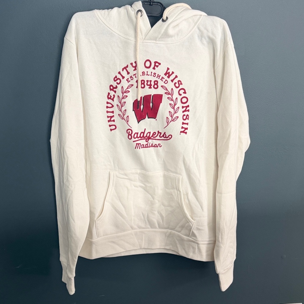 League Cream Hoodie with Red Print
